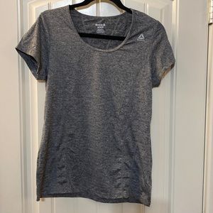 Grey Reebok dry fit grey workout top.
